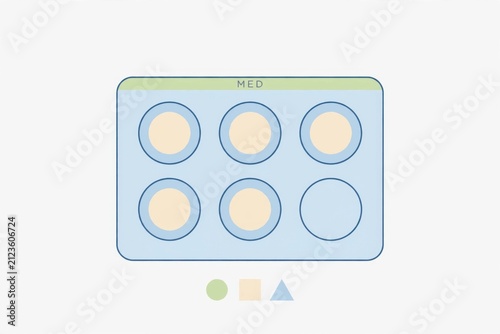 Simple blister pack with six pills illustration.