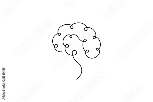 Human Brain One Line Art Continuous Line Drawing Minimalist Vector Illustration