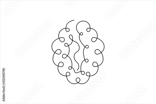 Human Brain One Line Art Continuous Line Drawing Minimalist Vector Illustration