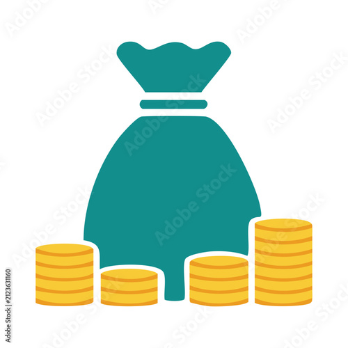 Bag of Money with Golden Coins for Wealth, Savings, Banking, Investment, Finance and Financial Growth Concept