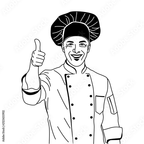 Happy Professional Chef Giving Thumbs Up
