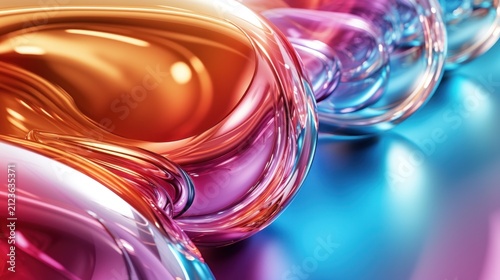 Colorful Abstract Glass Shapes With a Smooth, Reflective Surface