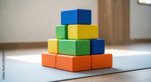 Stack of Brightly Colored Yoga Blocks 6x