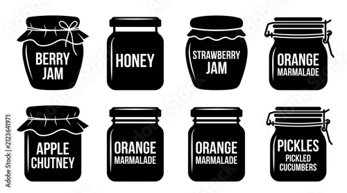 Принти на полотні Preserved Food and Jam Jar Icons