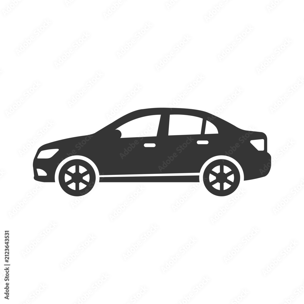 Fototapeta premium Car Side View Icon Black Silhouette Vector Illustration