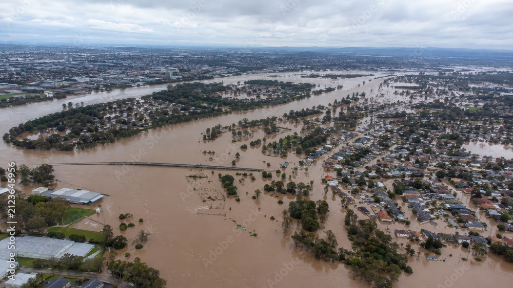 Obraz premium Aerial View of Severe Flooding