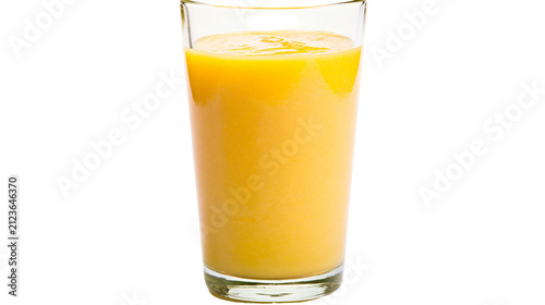 Принти на полотні Tall glass of vibrant orange juice, isolated on transparent background