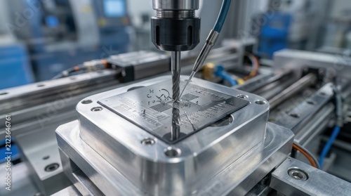 Micro drilling machine on electronic circuit board microchip research.