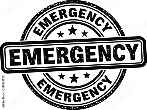 Stamp vector icon emergency blue sign seal with emergency, official