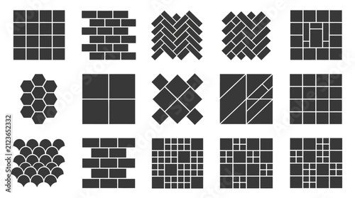 Collection of tile and brick pattern layout icons.
