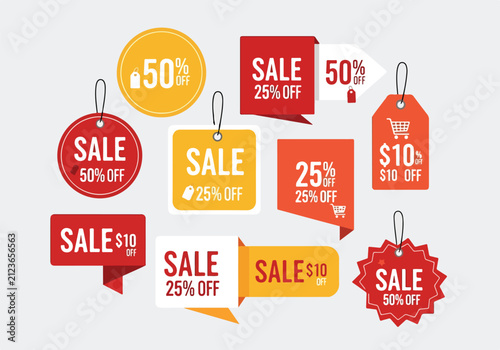 Fotografie Discount sale tags and labels.