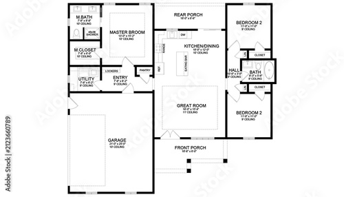 Modern Three Bedroom House Home Architectural Plan With Furniture