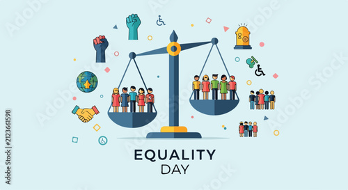 Foto Equality day with balance scale.