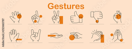 Принти на полотні Gestures set icon