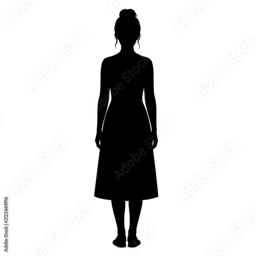 Silhouette of Woman Standing Full Body View