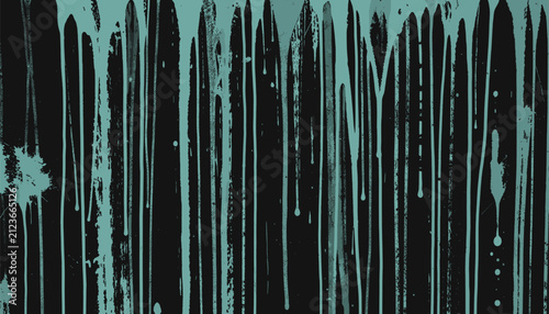 Teal Paint Drips Cascading Down Black Textured Surface Photograph