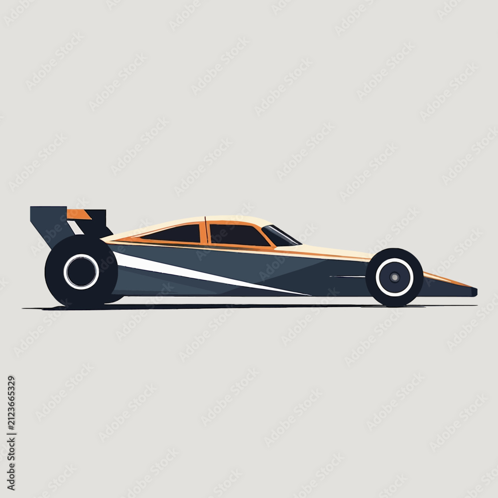 Fototapeta premium Sleek Formula One Race Car Side View Illustration.
