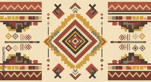 Fotografía Intricate geometric pattern with tribal and ethnic motifs.