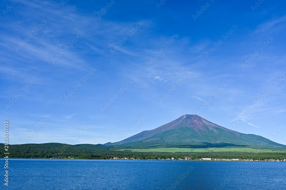 Fototapeta premium 日本山梨の山中湖と夏の富士山