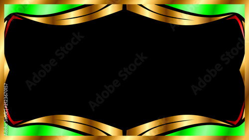 Elegant Luxury Gold and Green Border Frame on Black Background for Certificate Card Banner and Decorative Invitation Template Graphic Design