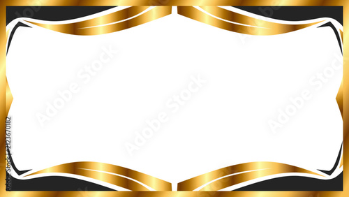 Luxury gold and black certificate frame design template with elegant metallic curves and decorative borders for awards invitations or formal backgrounds