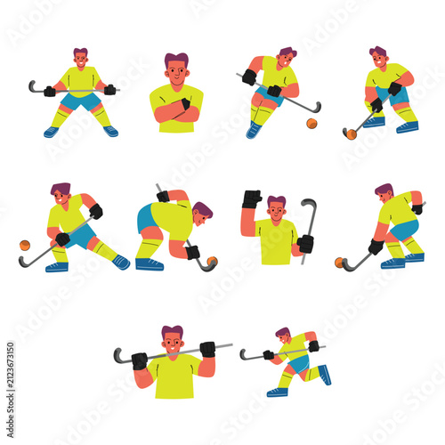 Professional Field Hockey Player Character Vector Collection