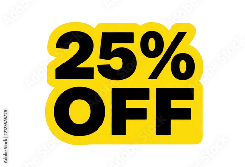 Yellow 25 Percent Off Discount Graphic Transparent Background