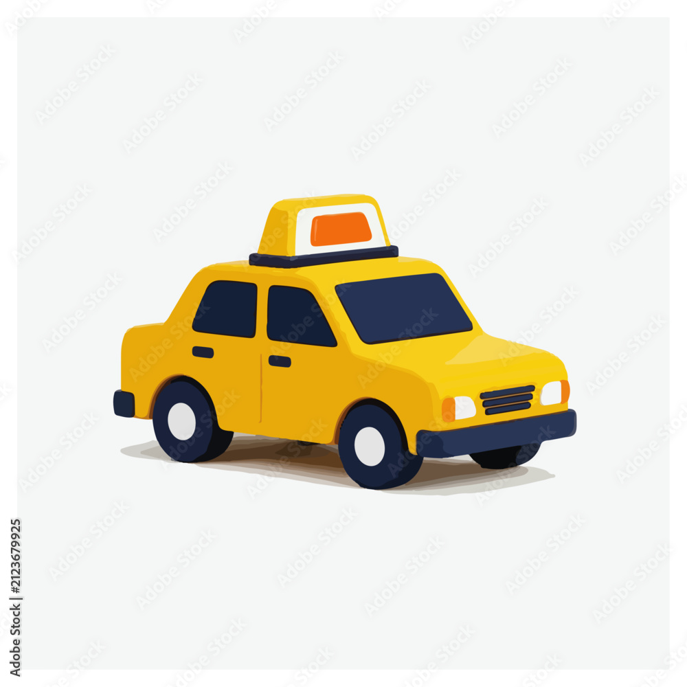 Fototapeta premium yellow taxi car illustration vector with rooftop light