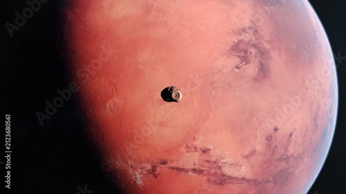 Medium Shot of The Red Planet Mars and the Moon Phobos