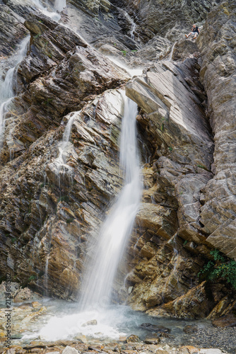 Waterfall near Rifugio Scarfiotti in the Rochemolles Valley, above Bardonecchia, Italian Alps.