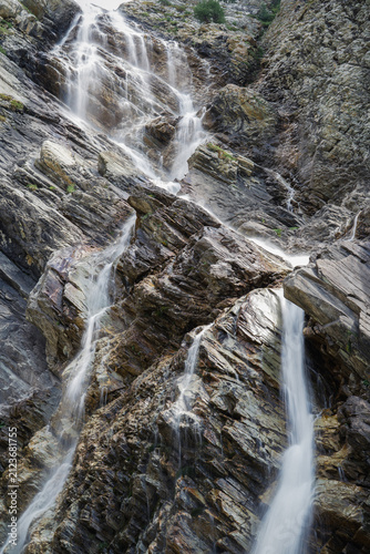 Waterfall near Rifugio Scarfiotti in the Rochemolles Valley, above Bardonecchia, Italian Alps.