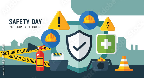 Konstfotografi Safety Day Protective Gear Icons.