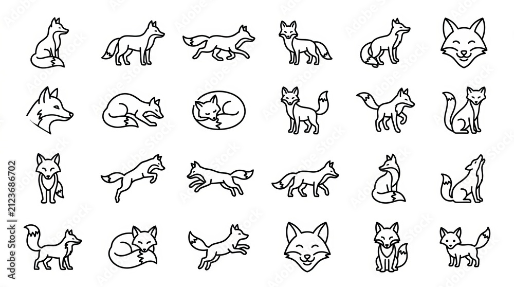 Fototapeta premium Collection of hand drawn cartoon cats in various playful poses and activities.