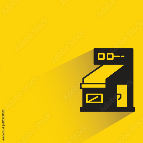 modern house building with shadow on yellow background