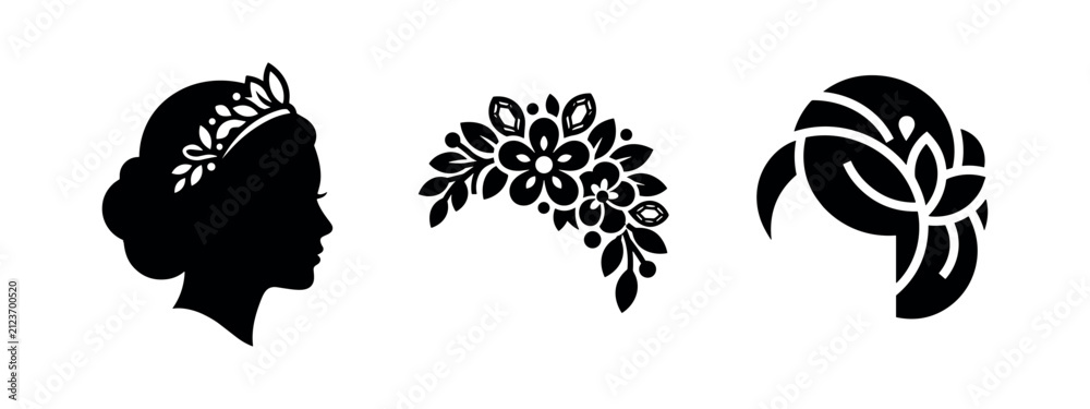 Obraz premium Wedding Accessories and Tiara Icons