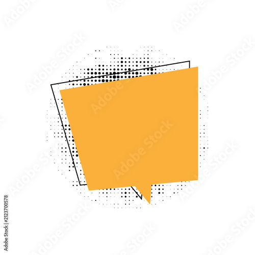 Orange speech bubble blank message box, isolated on transparent background, comic text pop art style.