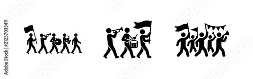 Marching Band and Protest Parade People Icons