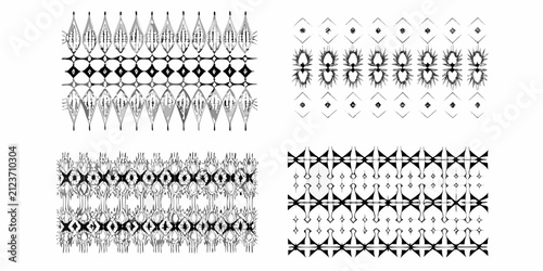 Принти на полотні Geometric tribal ornament pattern black and white vector illustration
