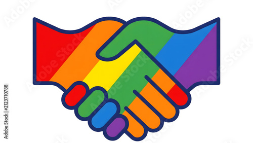 Rainbow Handshake Symbolizing LGBTQ Pride and Unity