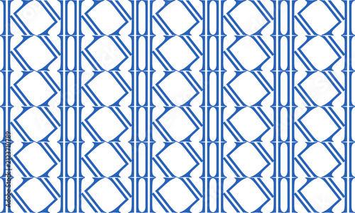 Blue zigzag and vertical strip fabric texture, diamond border line repeat pattern, replete image, design for fabric printing, rhombus grid net