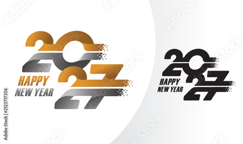 modern 2027 silver gold pixel number design