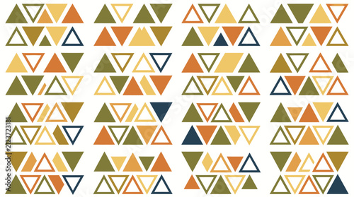 Принти на полотні Abstract geometric pattern with colorful triangles in a repeating design