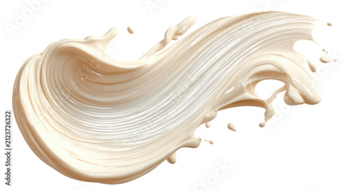 Creamy lotion swirl texture smooth cosmetic cream splash isolated on white background