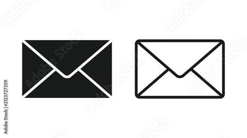 Quadro su tela Envelope Icons Black And White Line Art On Transparent Background