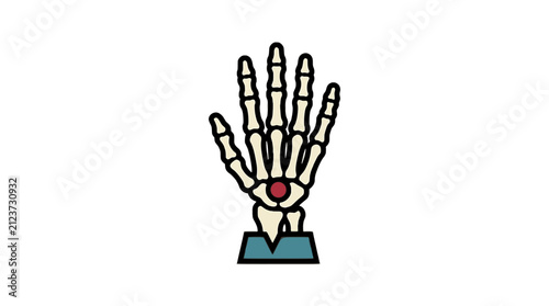 Skeleton Hand flat vector illustration, Halloween skeleton hand icon, spooky October party decoration clipart design