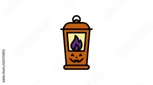 Spooky Lantern flat vector illustration, Halloween spooky lantern icon, spooky October party decoration clipart design