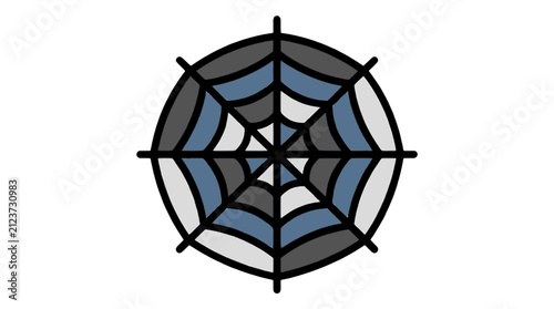 Spider Web flat vector illustration, Halloween spider web icon, spooky October party decoration clipart design