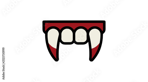 Vampire Fangs flat vector illustration, Halloween vampire fangs icon, spooky October party decoration clipart design