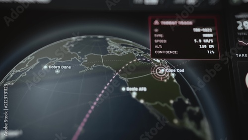 Fotografie Global Missile Trajectory Toward North America