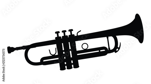 Black silhouette of a trumpet against a white background
